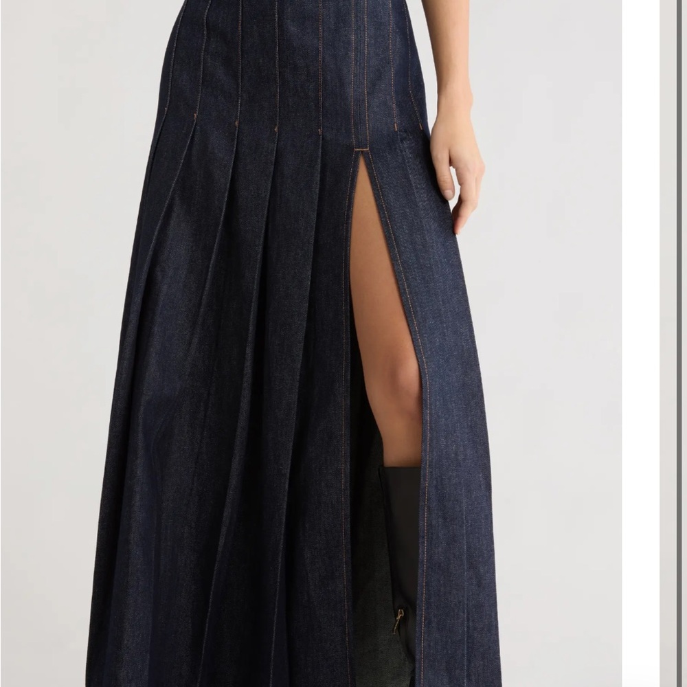 Topshop Denim Maxi Skirt with Slit